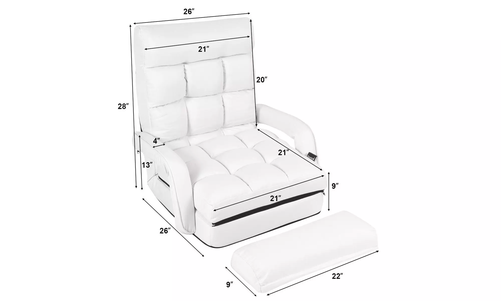 Costway Lazy Sofa Lounger Bed Floor Chair Sofa with Armrests and pillow