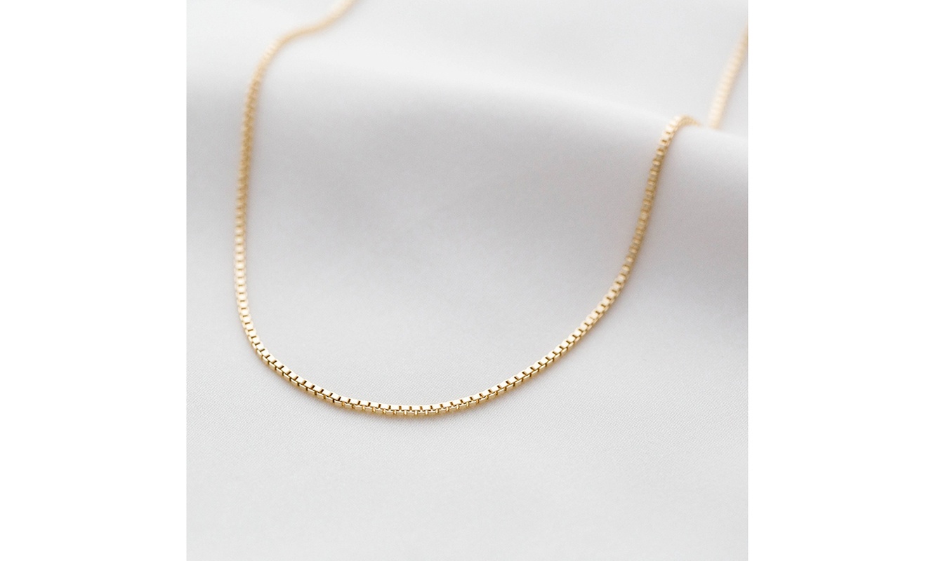 Italian Made 18K Gold Plated Sterling Silver 16"-30" Box Chain Necklaces 