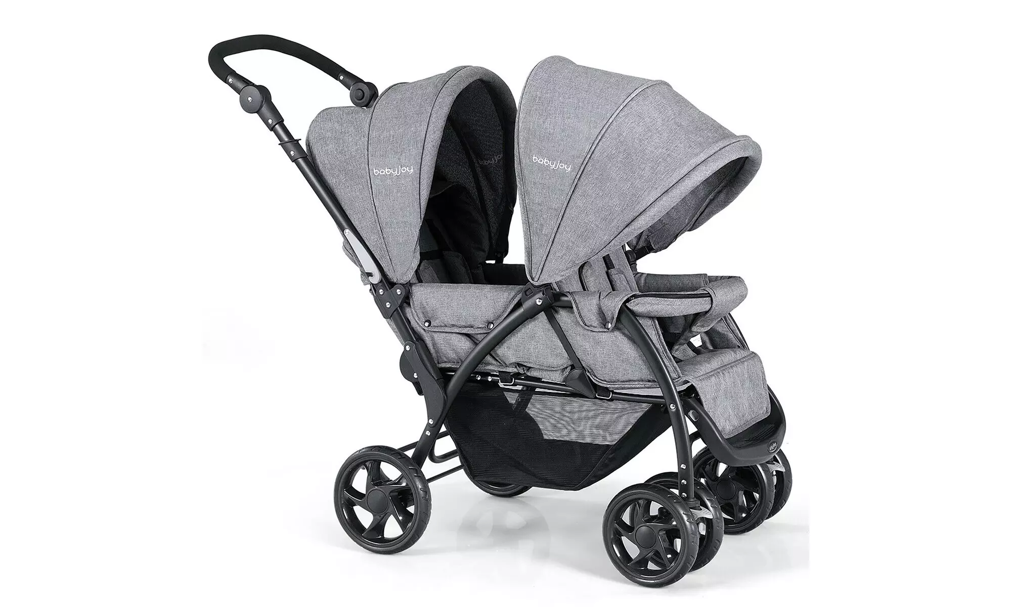 Foldable Double Baby Stroller Lightweight Front & Back Seats Pushchair Gray - Primary Image