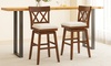 Costway 30" Bar Stool Wooden Chair with Contoured Backrest Swivel Padded Seat