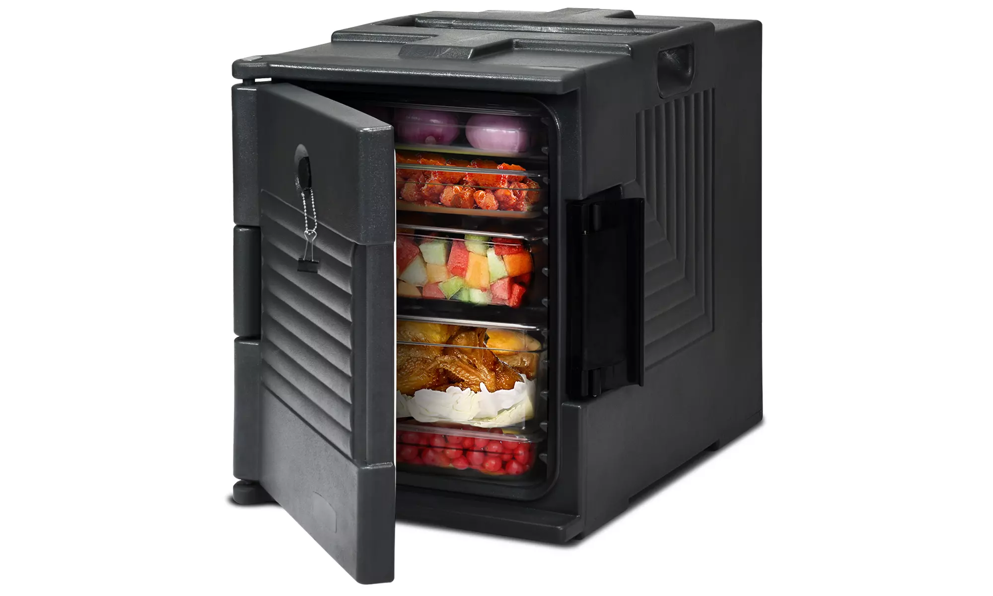 End Loading Insulated Food Pan Carrier Hot and Cold 6 Pan Capacity w/ Handles - Primary Image