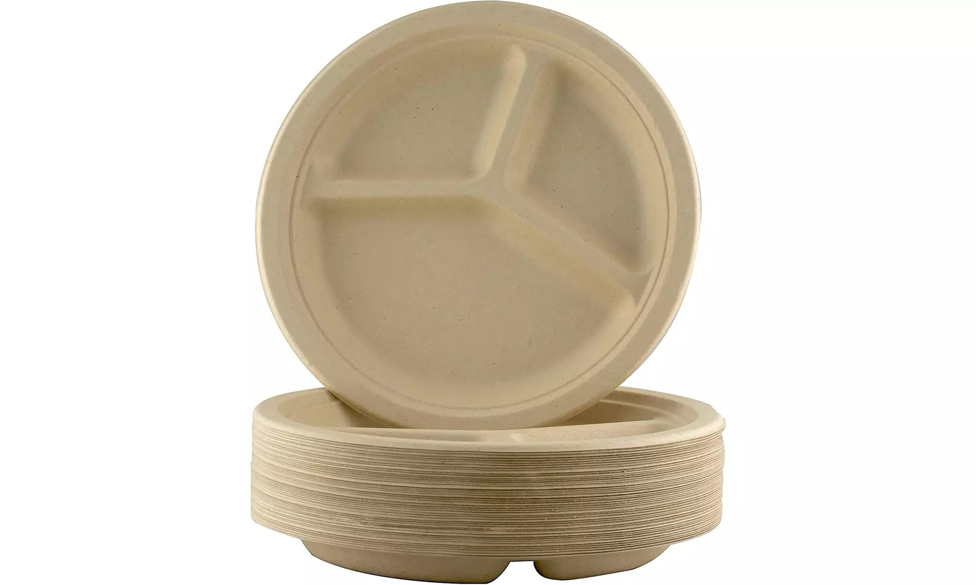 Restaurant-Grade, Biodegradable 10 Inch 3-Compartment Plates - Primary Image