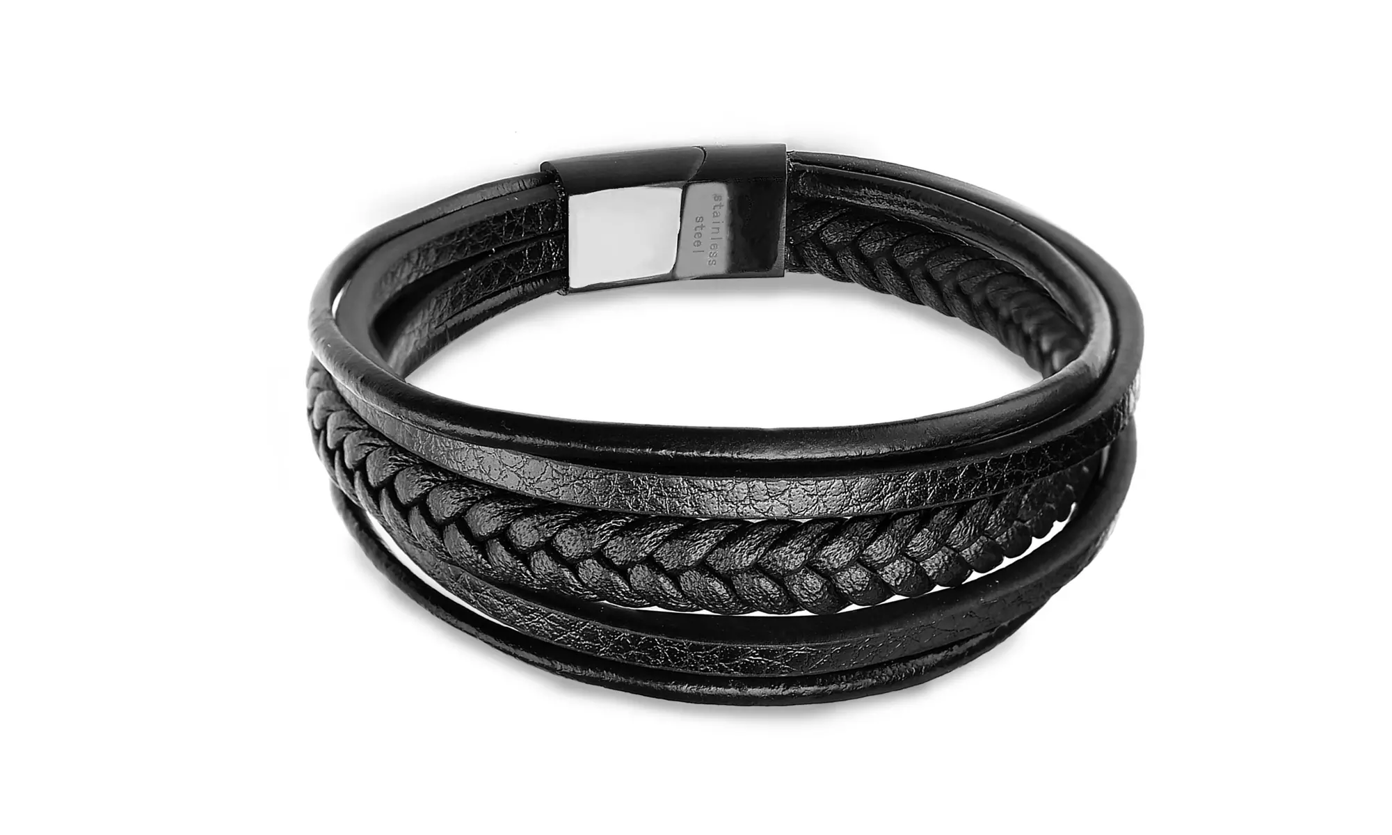 Men's Leather Bracelet with Magnetic Clasp
