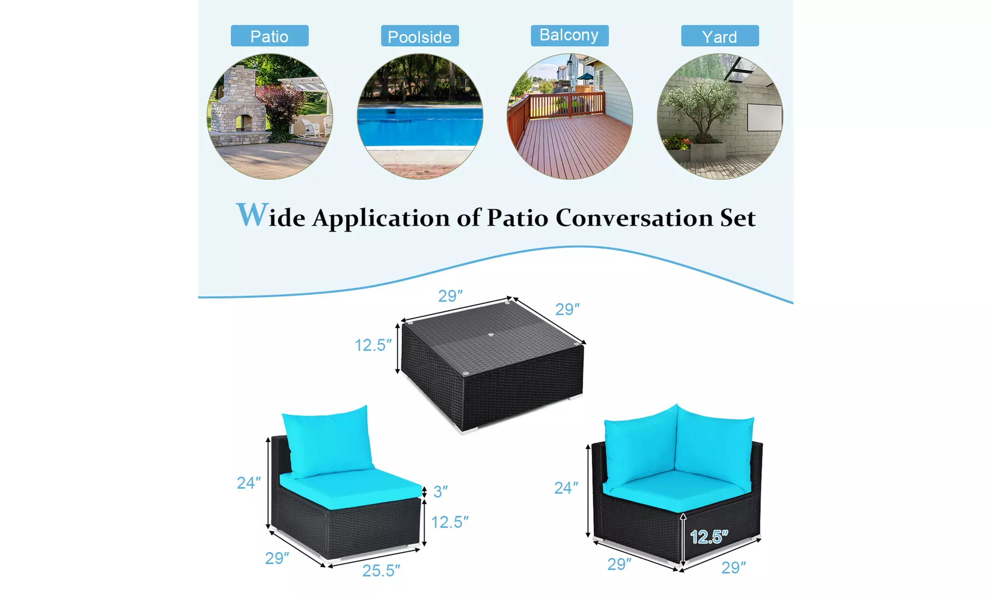 Costway 7PCS Patio Rattan Sofa Set Sectional Conversation Furniture Set Garden