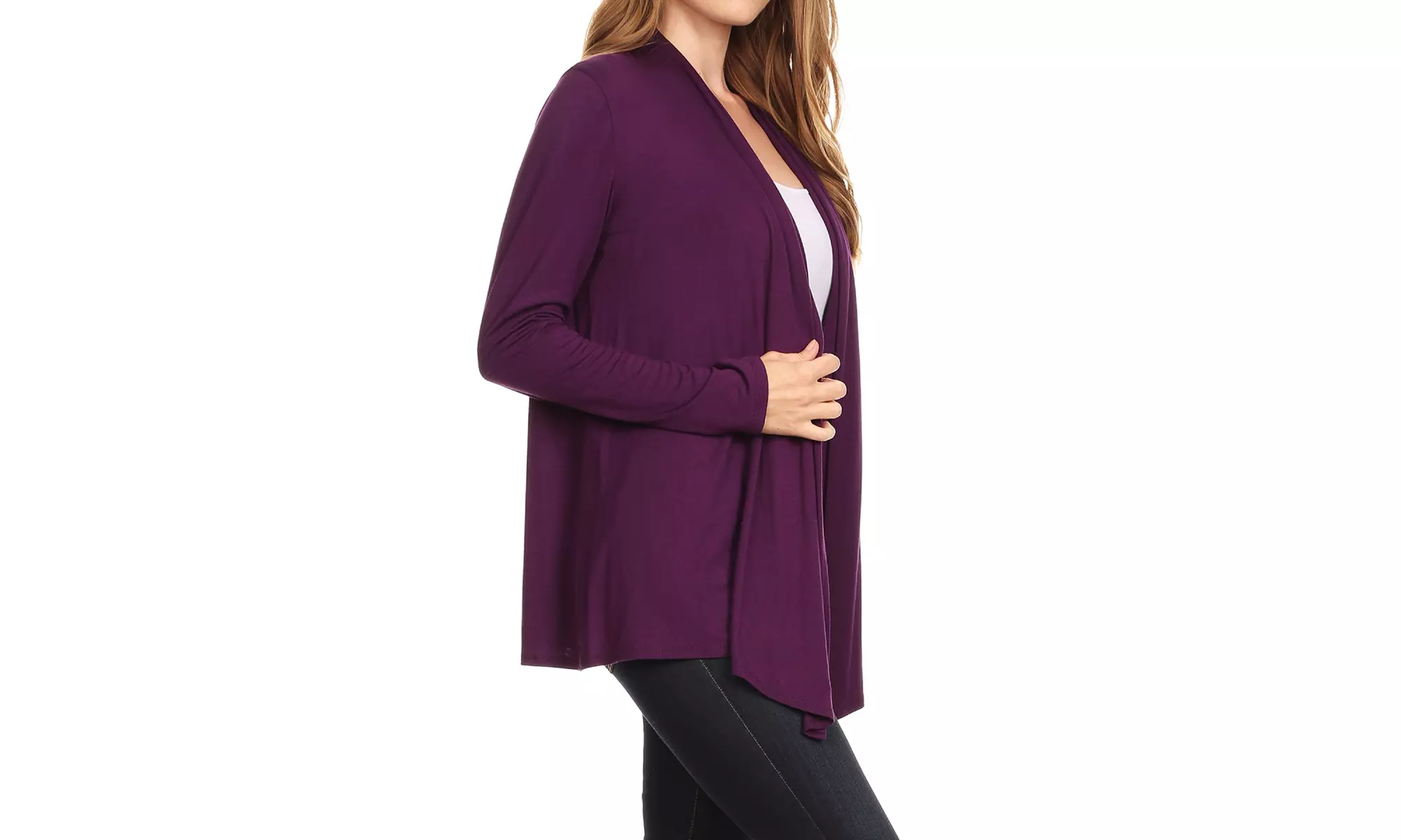 Solid Lightweight Soft Long Sleeves Open Front Cardigan