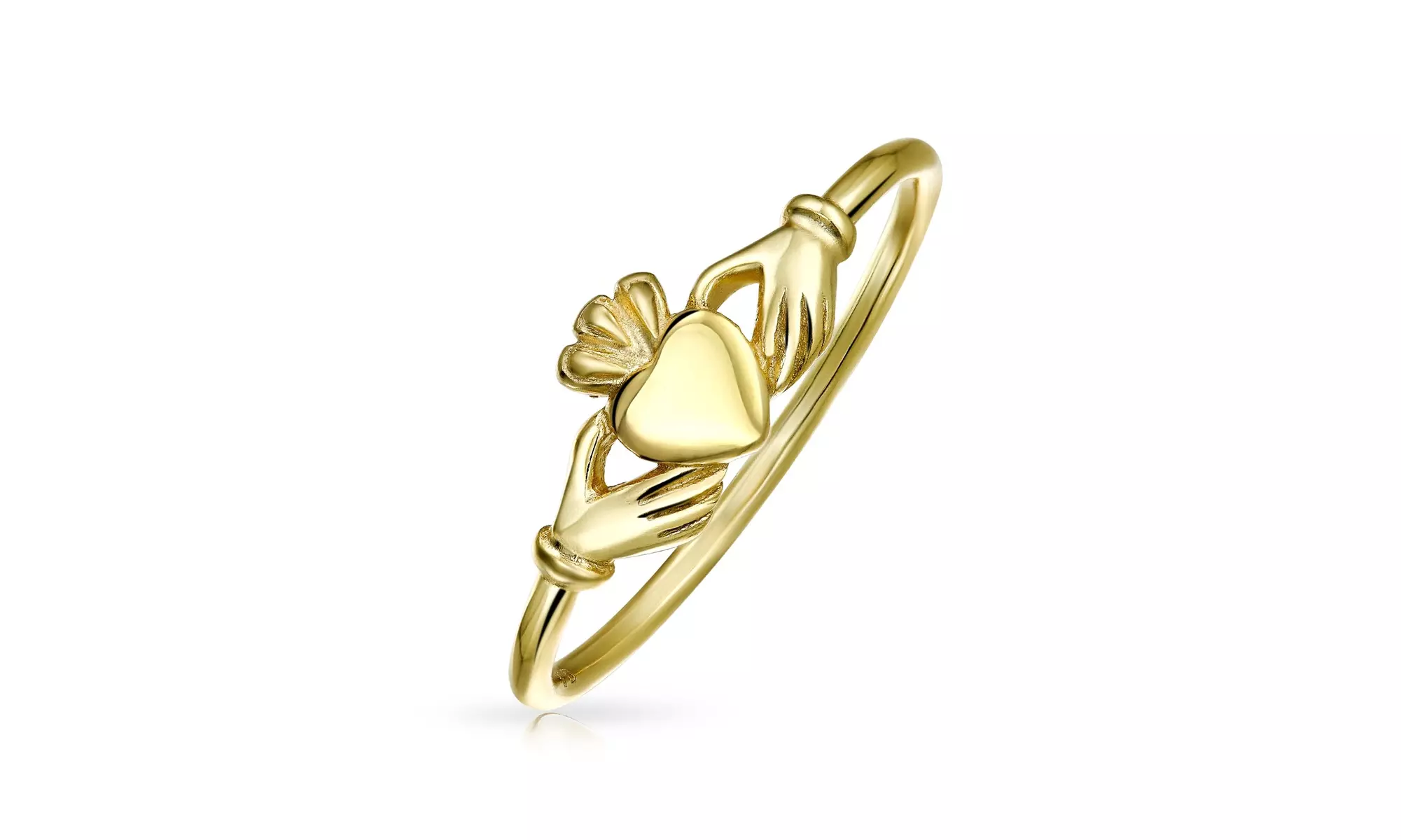 BFF Band Knuckle Claddagh Midi Ring Gold Plated 925 Sterling Silver - Primary Image