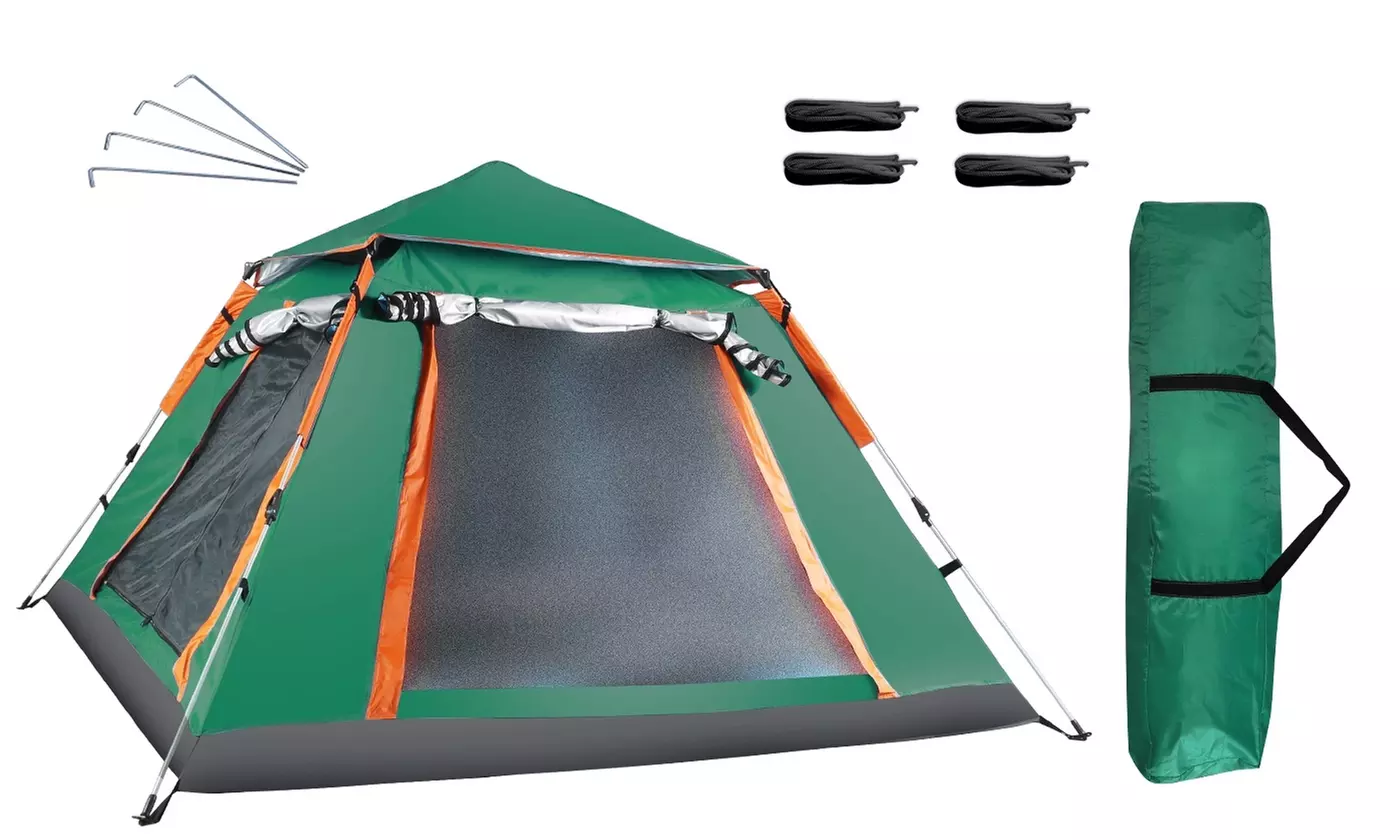 LakeForest 4-5 Person Waterproof Family Camping Tent with 2 Mesh Doors & Windows