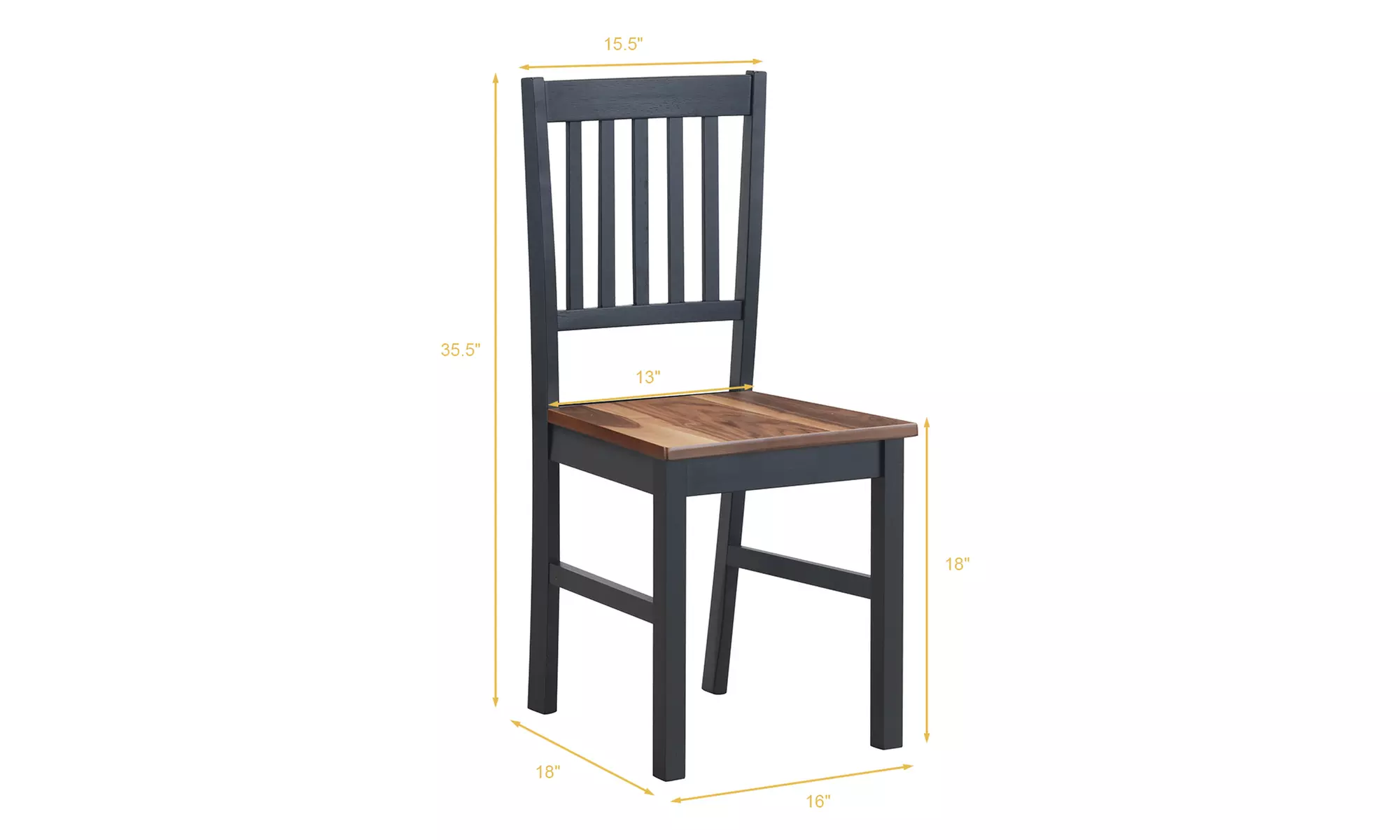 Set of 4 Dining Chair Kitchen Spindle Back Side Chair with Solid Wooden Legs