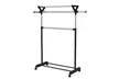 2 Rod Garment Rack Adjustable Clothes Hanger Rolling Closet with Top Shelf - Second Medium