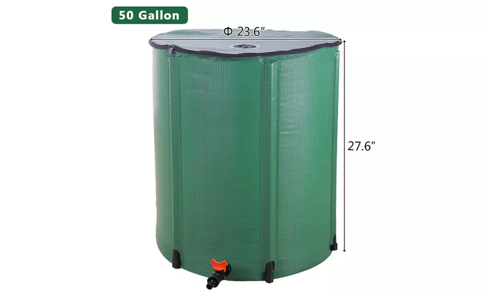 50 Gallon Folding Rain Barrel Water Collector Green