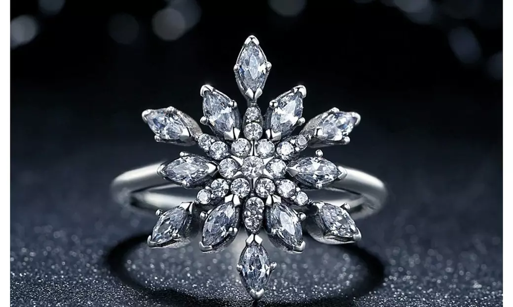 Christmas Theme Snowflake Crystal Ring Made With Crystals From Swarovski - Primary Image