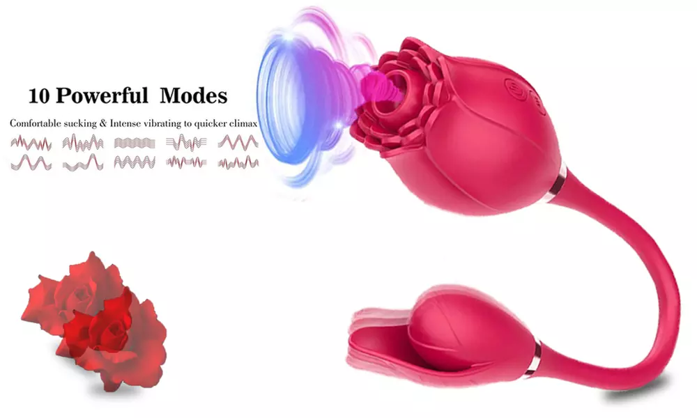 Dual Stimulating Rose Clitoral Sucking Vibrator with Tapping Branch Toy