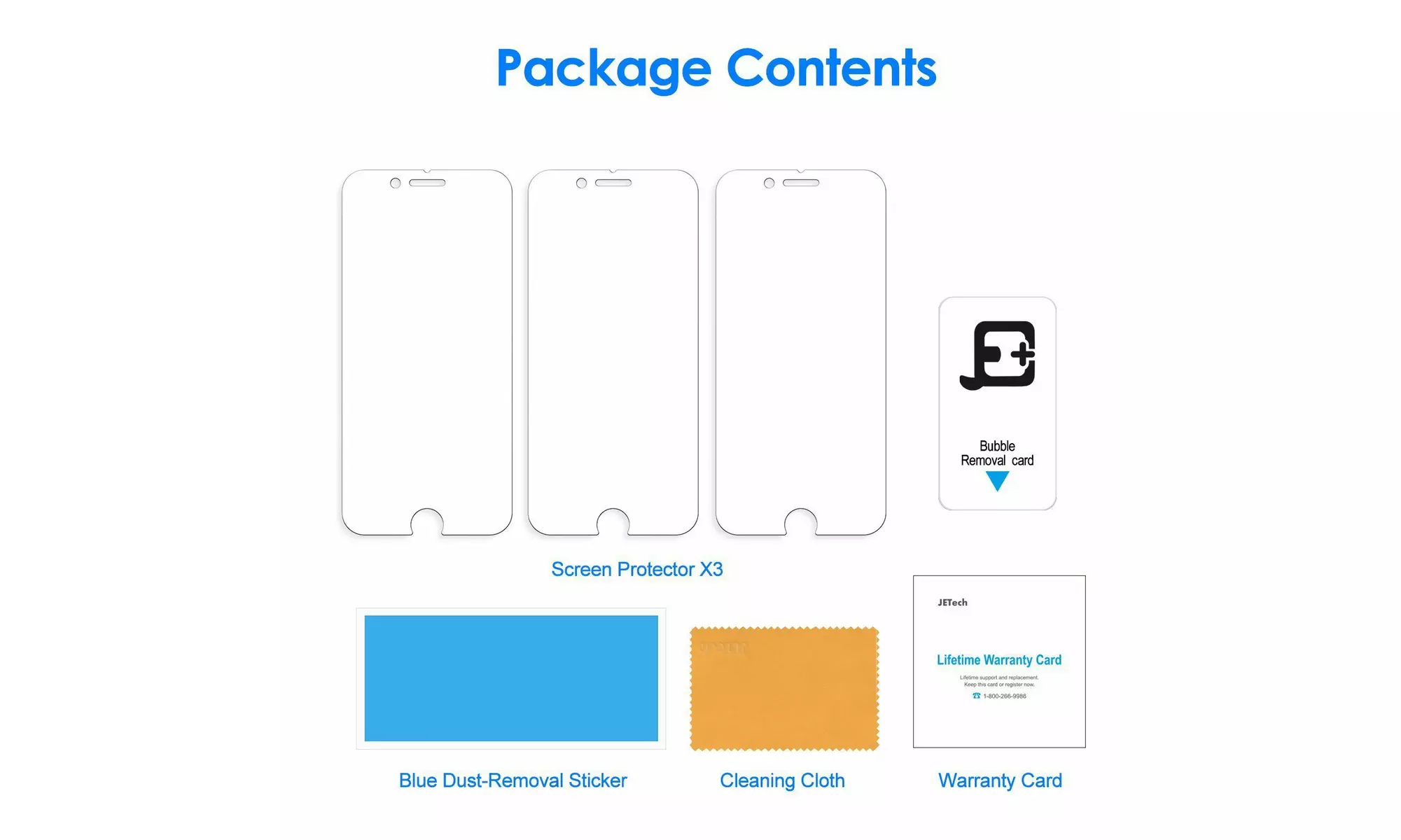 Screen Protector for iPhone 5/6/6s/7/8/SE 2,7/8 Plus, PET Film, HD Clear, 3-Pack
