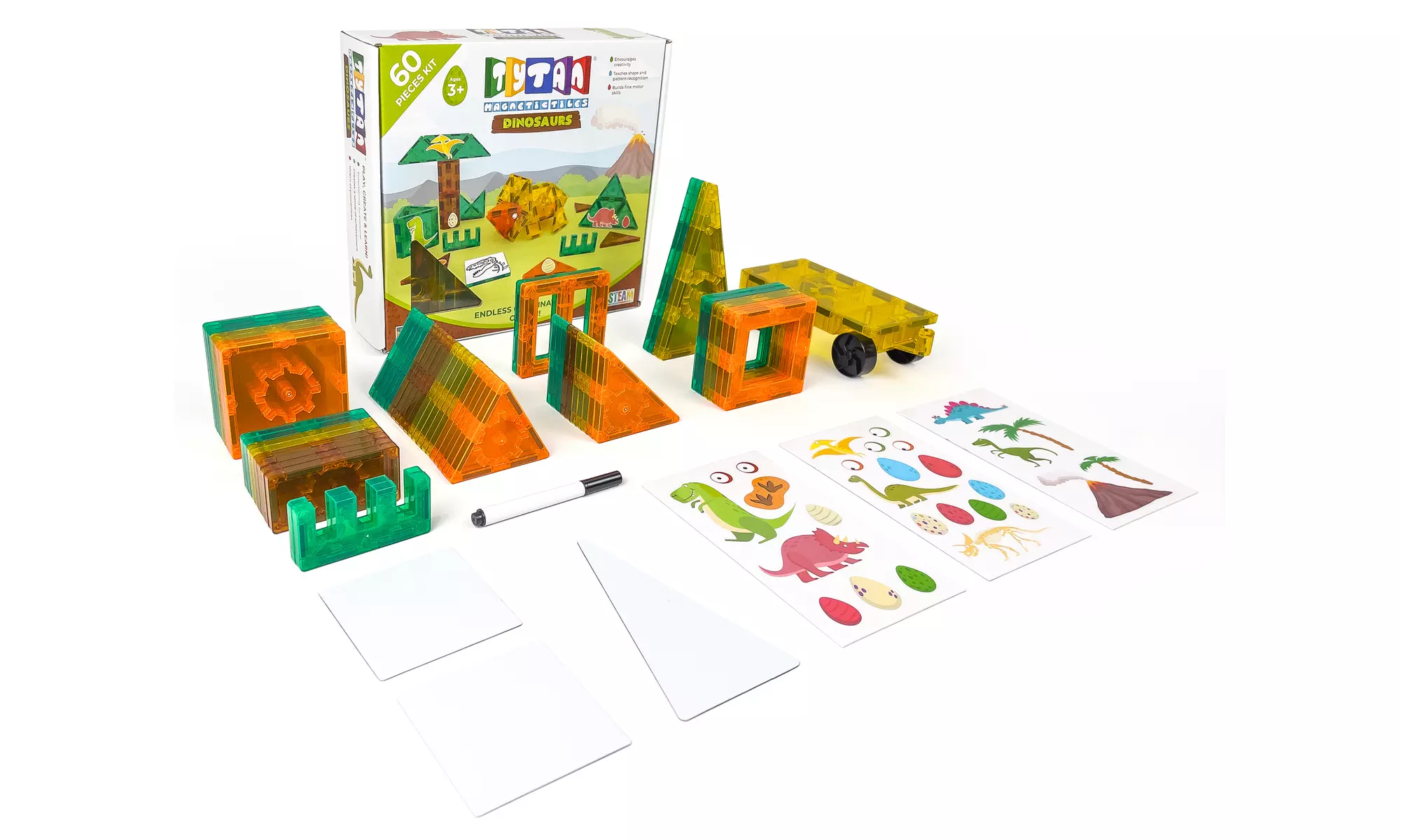 Tytan Magnetic Tiles Dinosaur Kit - 60pcs
