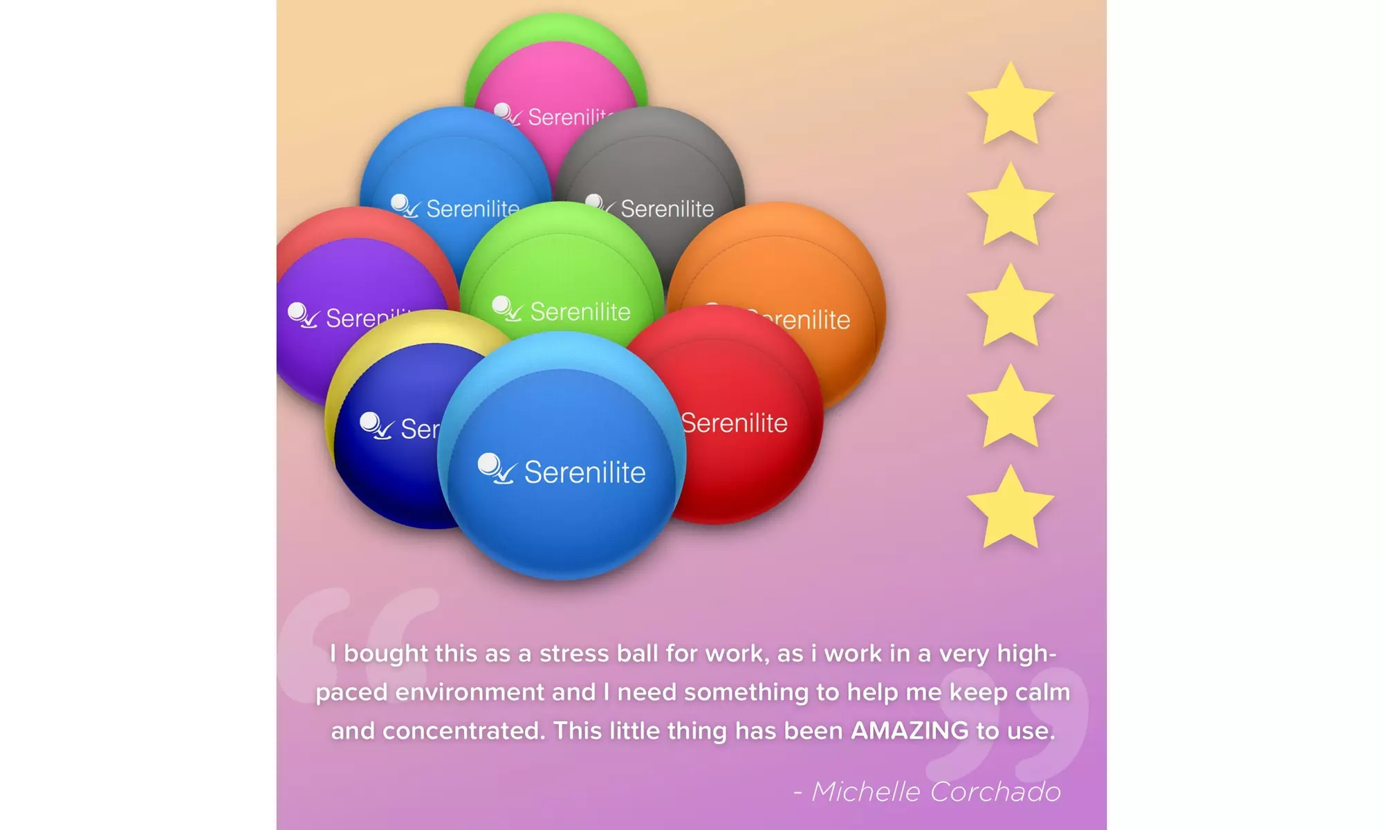 Serenilite Stress Ball and Hand Therapy Gel Squeeze Exercise Ball - Second Medium