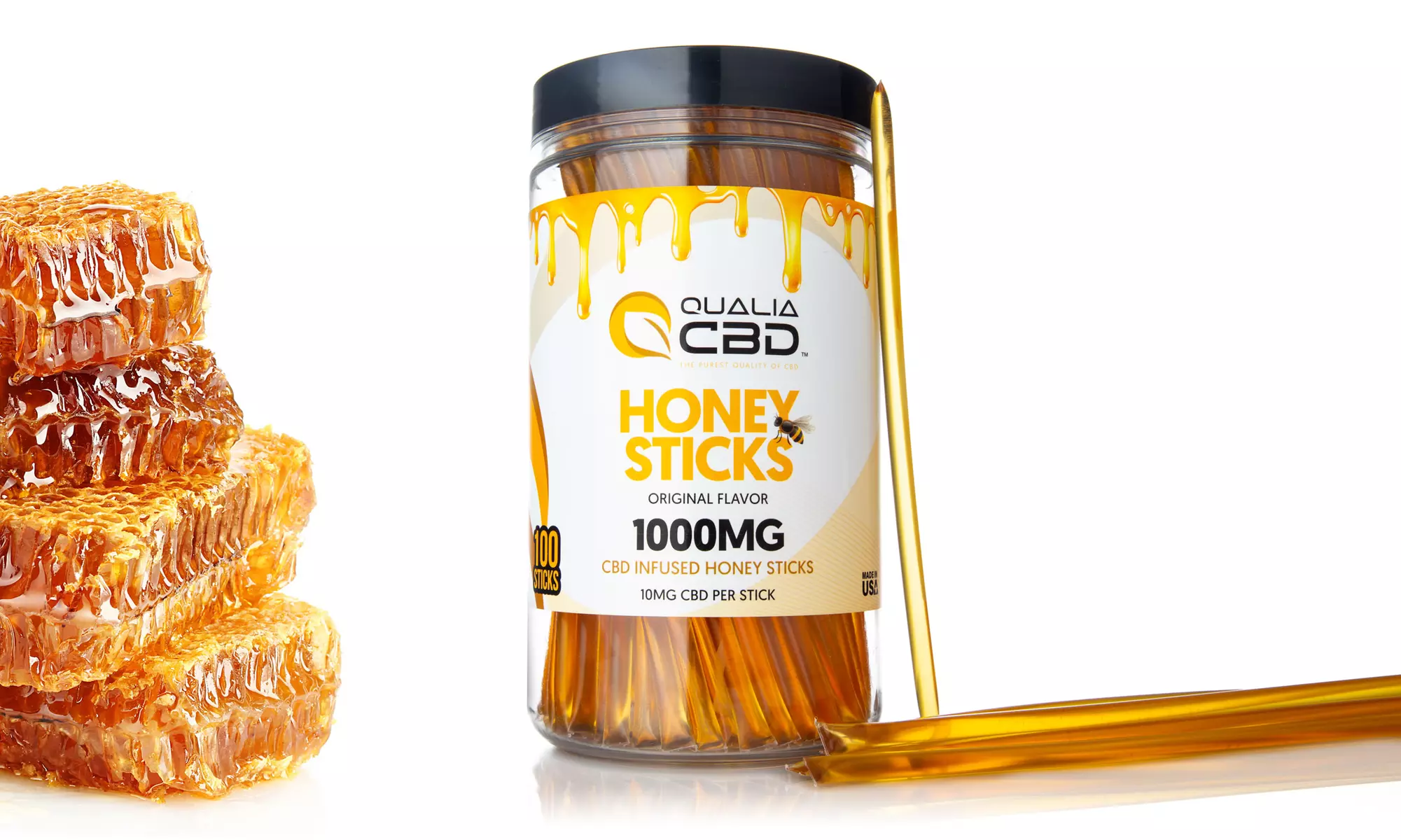Organic Honey Sticks Infused w/ 10MG of Full Spectrum CBD (100 Count) - Primary Image