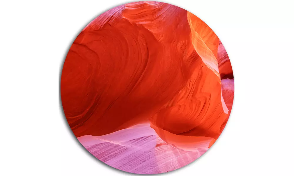 Antelope Canyon Cave Inside' Landscape Photography Circle Metal Wall Art - Second Medium