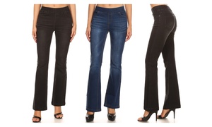 Women's Casual Pull-on Stretch Slim Bootcut Denim Jeggings Plus Size Available