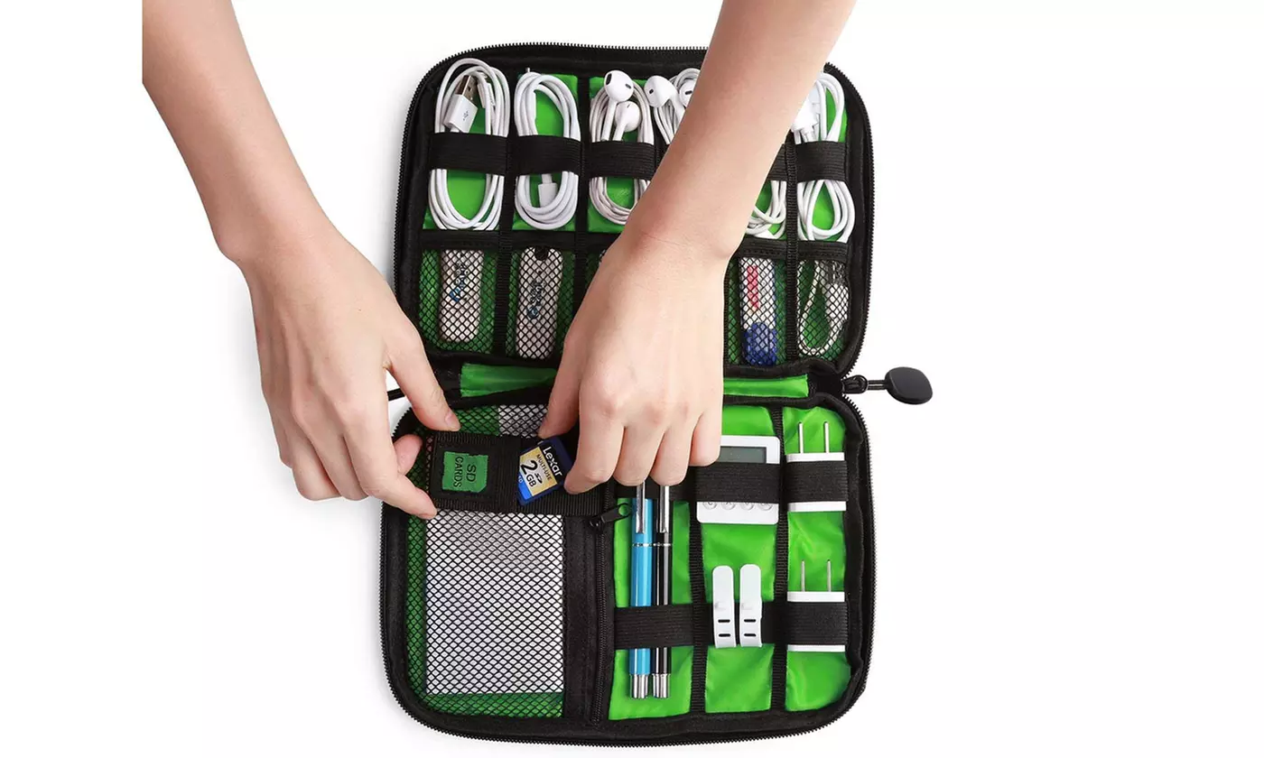 Electronics Accessories Organizer Travel Storage Hand Bag Cable USB Drive Case