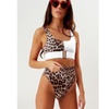Image 7: Women's Color Contrast Leopard Printed 2 Piece High Waist Bikini Sets Suits