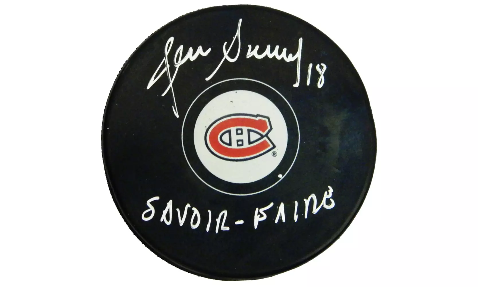 Denis Savard Signed Montreal Canadiens Logo Hockey Puck w/Savoir Faire - Primary Image
