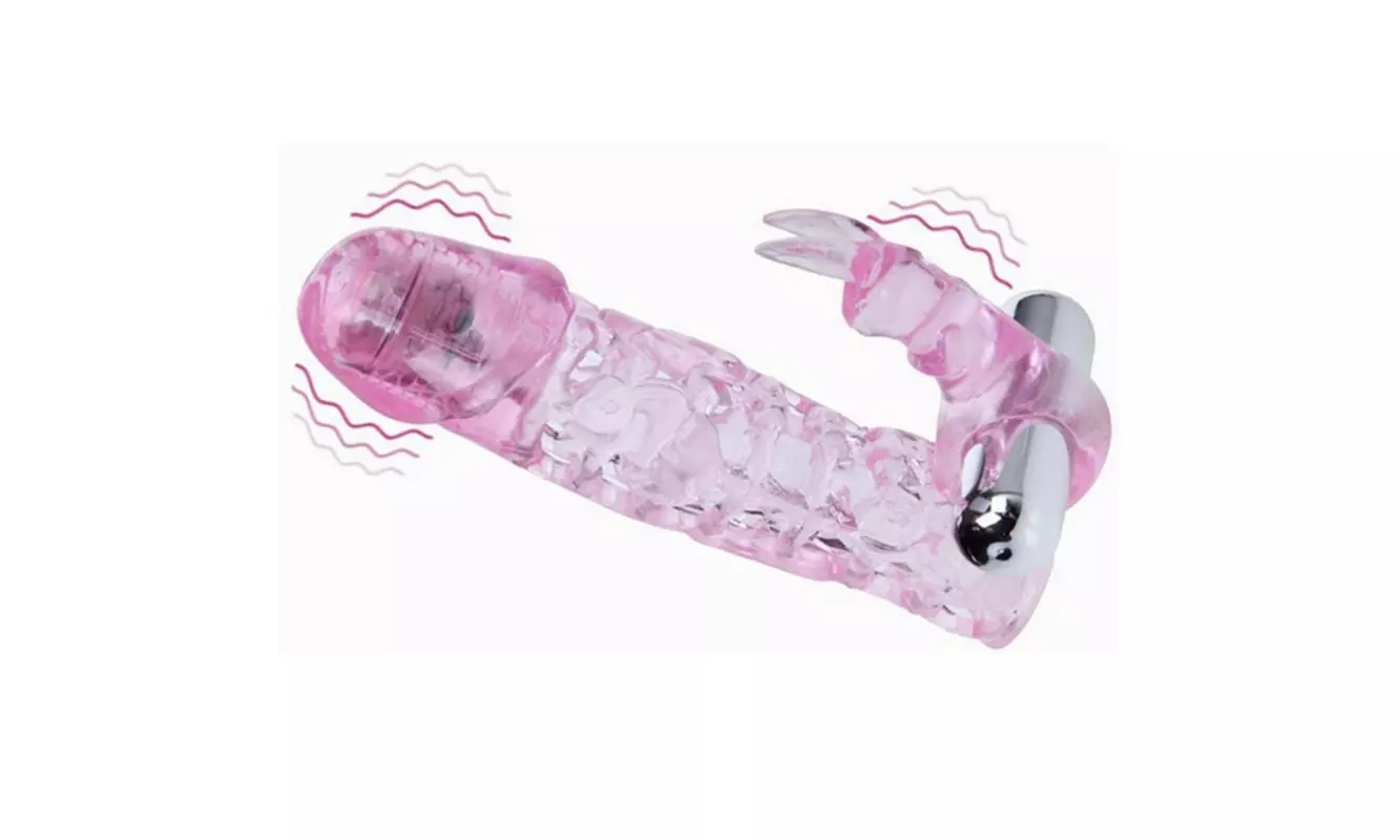 Soft Stretchy Dual-Vibrator Rabbit Penis Sleeve Extension For Prolong Erection - Primary Image