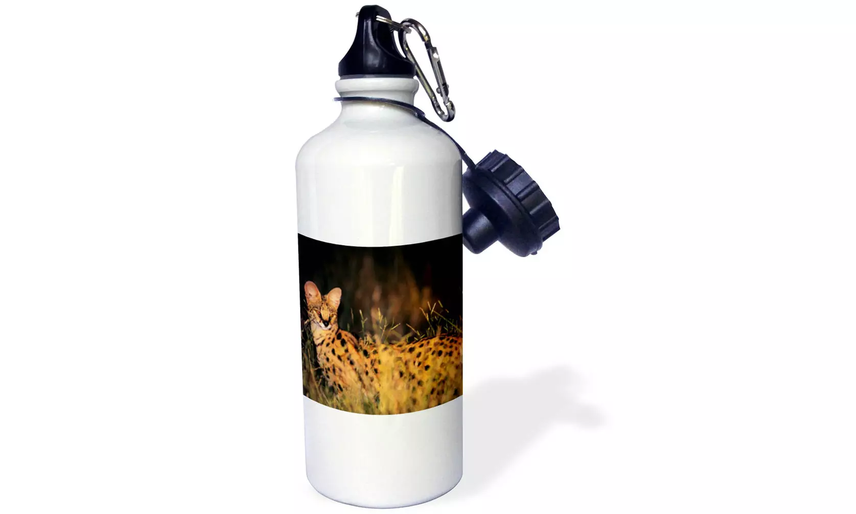  Water Bottle Serval, Leptailurus serval, in long grass, Okavango Delta, Botswan - Second Medium
