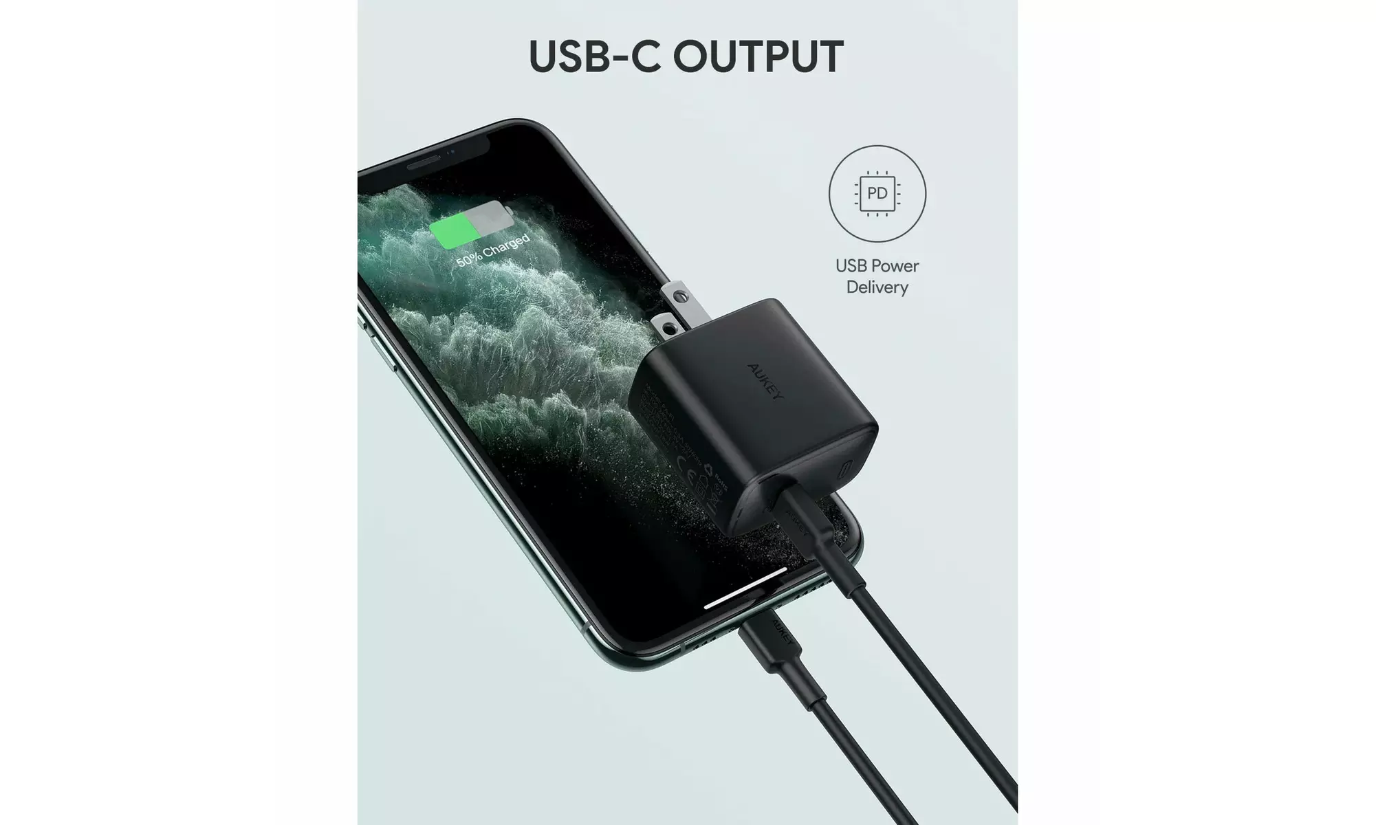 AUKEY Swift Charger USB C 3.0 Foldable Plug 18W PA-F1
