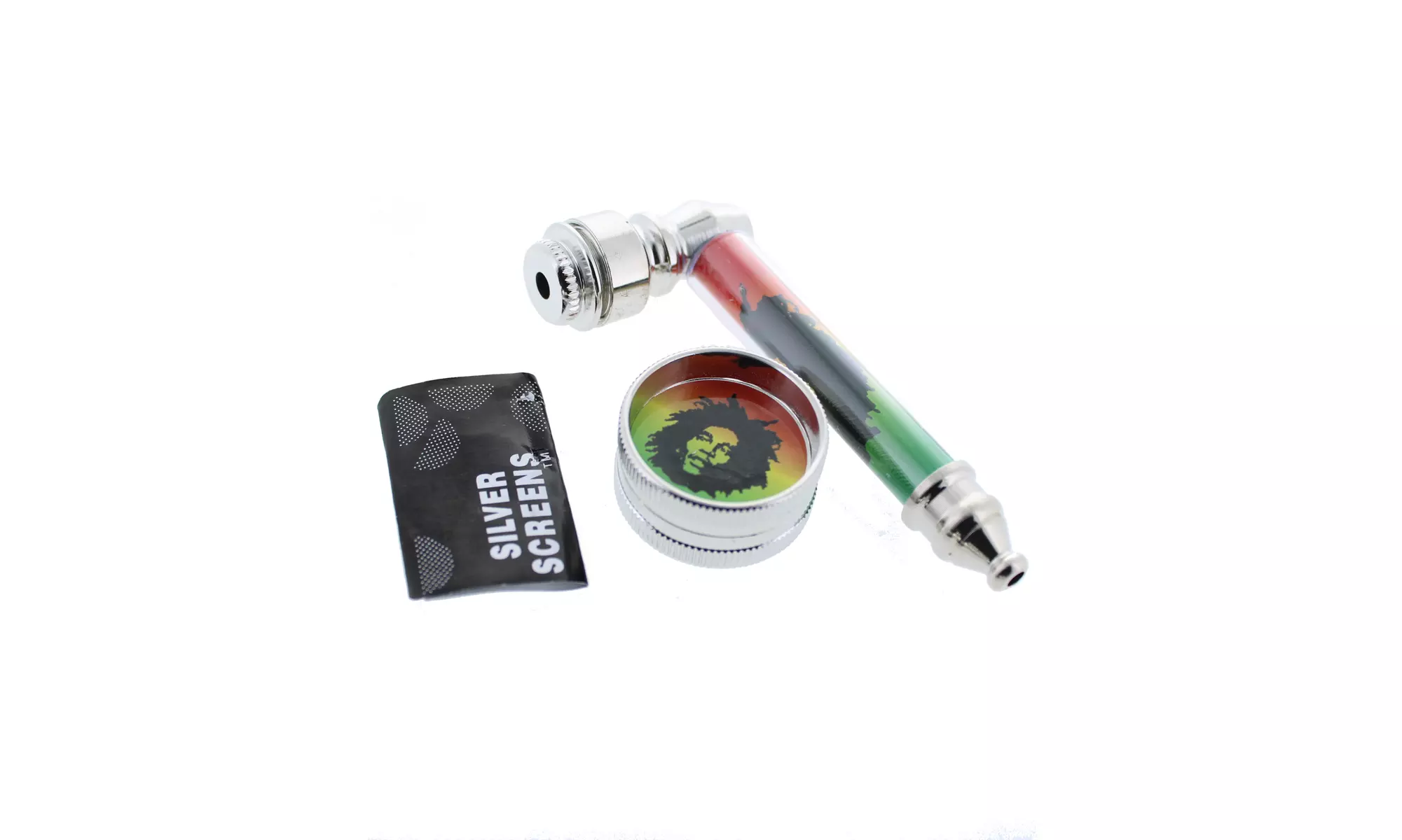 Bob Marley Mini Metal Tobacco Pipe Set - 3 Piece Set - Primary Image