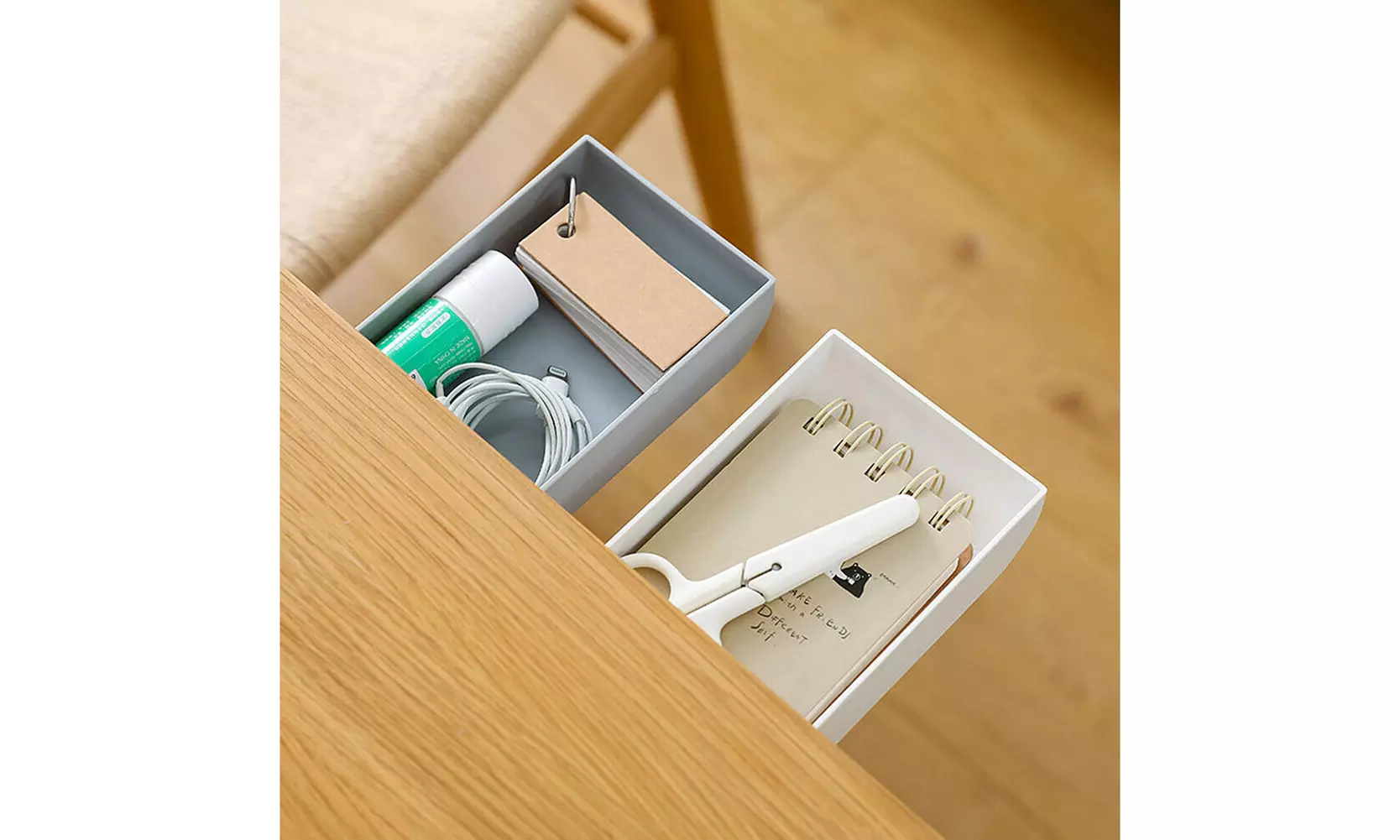 US Pencil Tray Self-Stick Under Desk Holder Pen Fork Storage Drawer Organizer - Primary Image