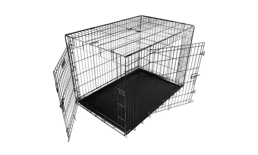 iMounTEK Double-Door Folding Metal Dog Crate (18", 24", 30", 36", 42", 48") - Primary Image