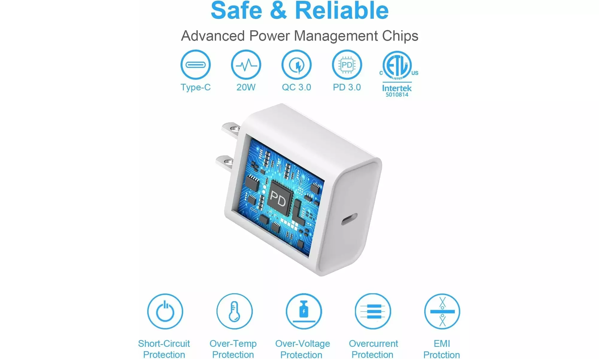 20W USB C Fast Charger Type C Power Adapter iPhone 15 Pro Max Wall Charging Plug