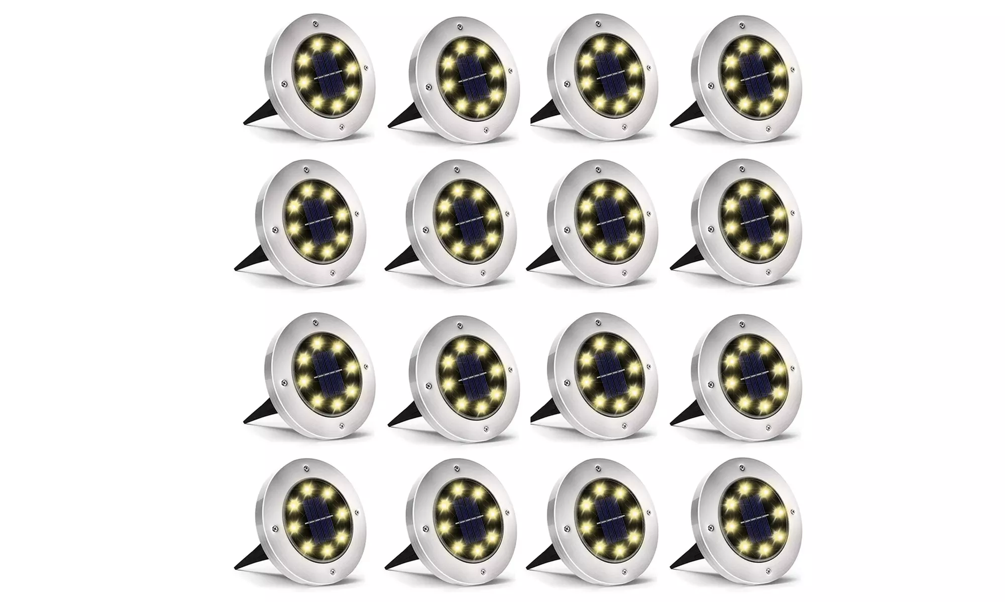 8,16 Pack 8 LED Solar Ground Lights Outdoor Waterproof Solar Disk Lights
