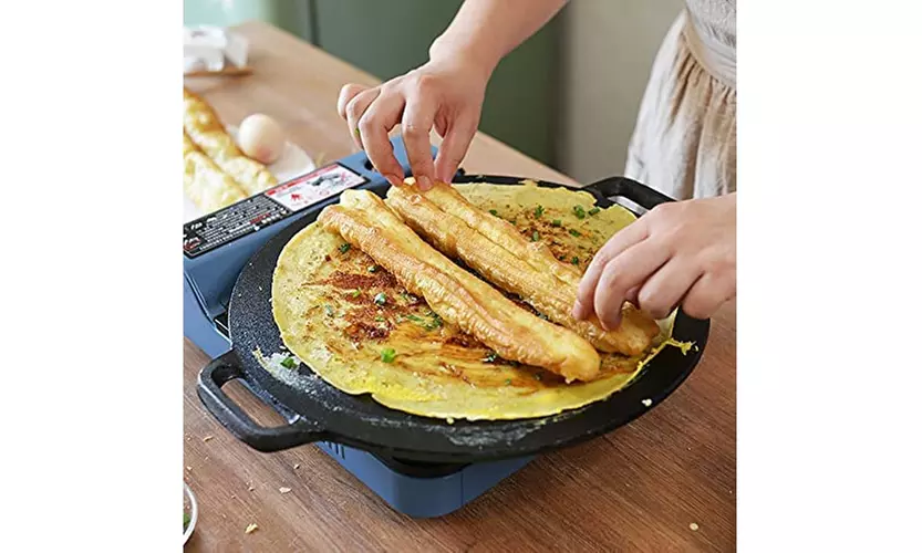 Pre Seasoned Cast Iron 12 inch Crepe Pan Set - Second Medium