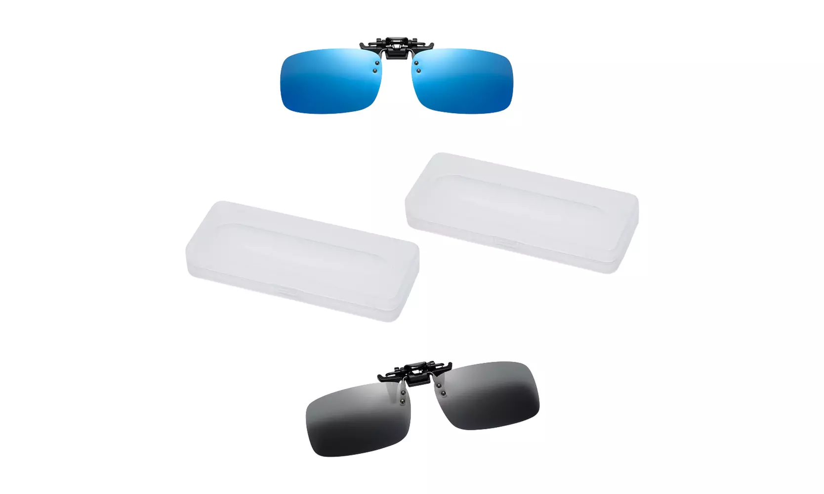 US 2-4 Pc Flip Up Clip On Sunglasses Glasses Polarized Night Vision Driving Box