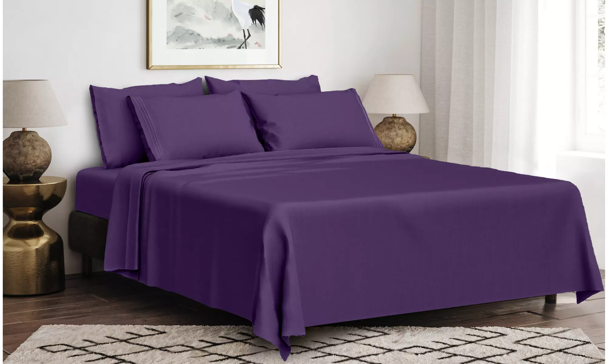 6PC Lux Decor Hypoallergenic Deep Pocket Bed Sheet Set (14 Colors!) - Primary Image
