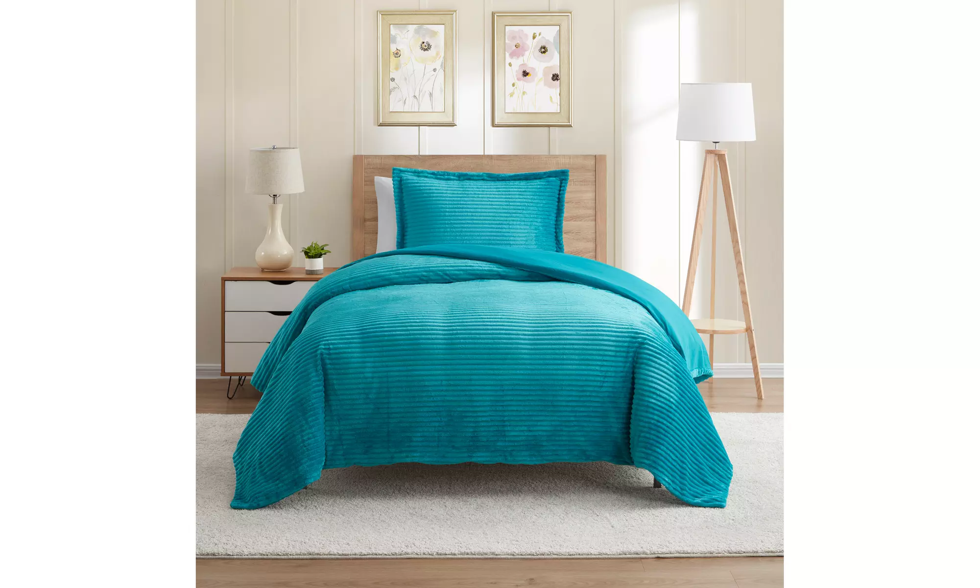 Nestl Plush Duvet Cover Set - Reversible Flannel Comforter Cover & Pillowcases