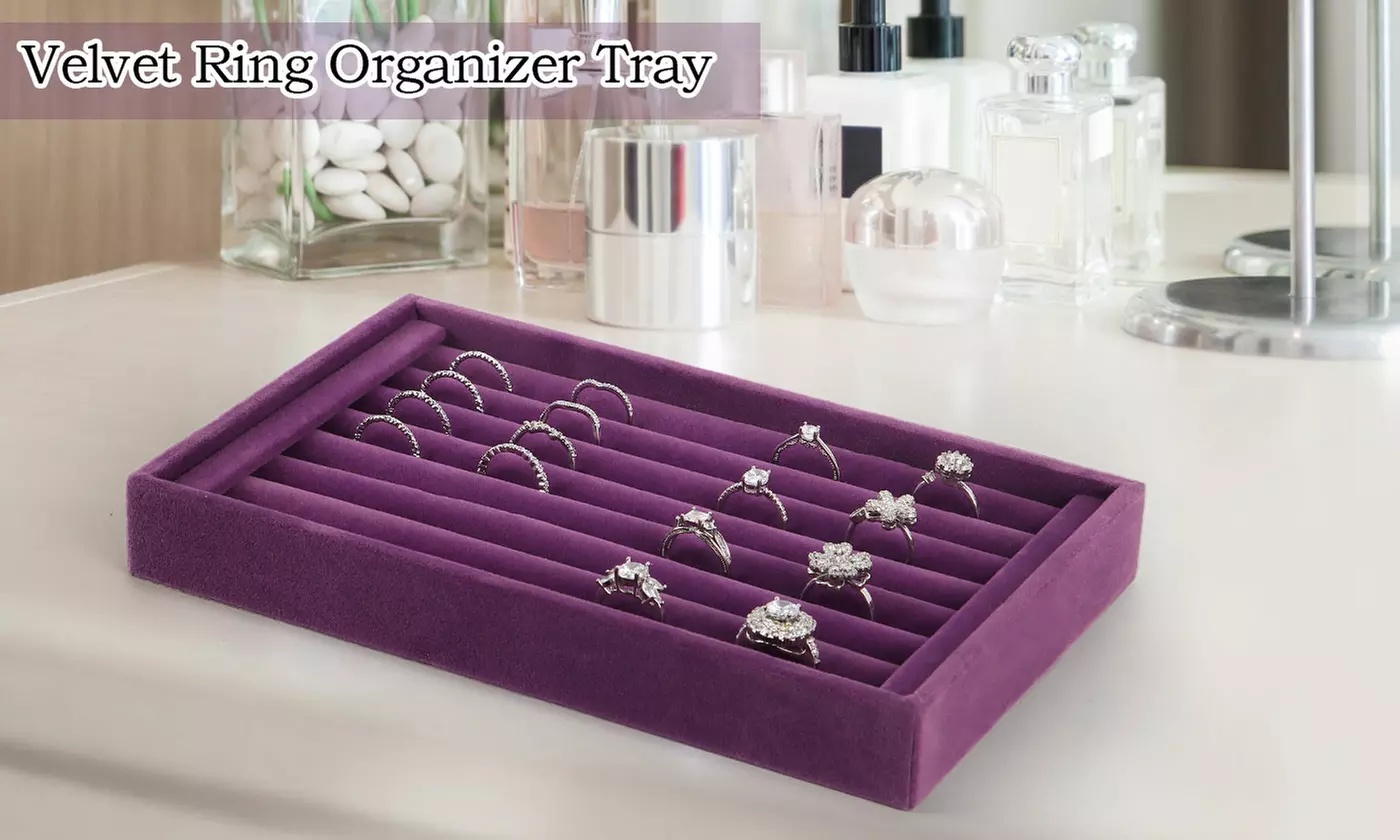 7 Slot Velvet Jewelry Organizer Tray (Multiple Options) 