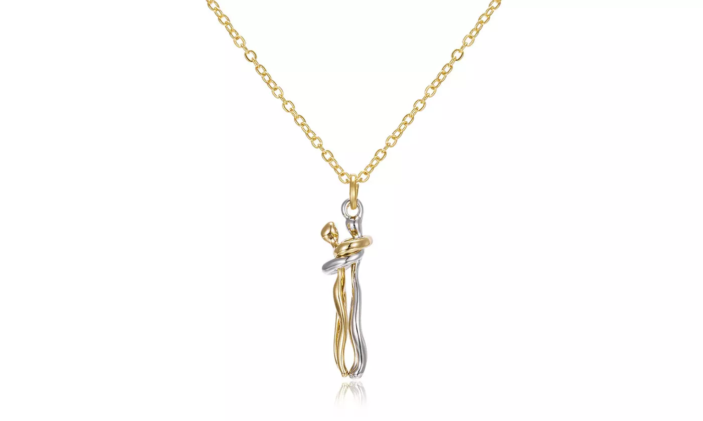 Two Lovers Affectionate Hug Necklace for Couples
