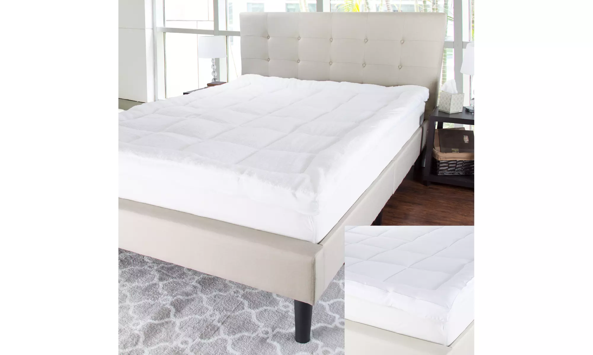 Bluestone  Down Alternative Reversible Sherpa Mattress Topper Boxstitched - Primary Image