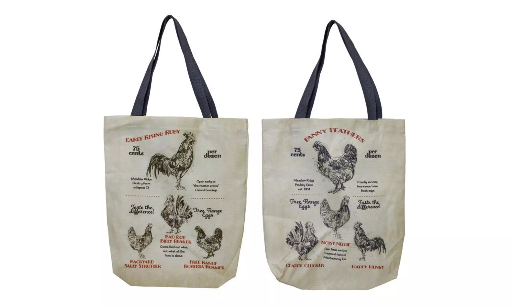 Chicken Tote Bag (Set of 2) 15.75"L x 27"H Linen - Primary Image