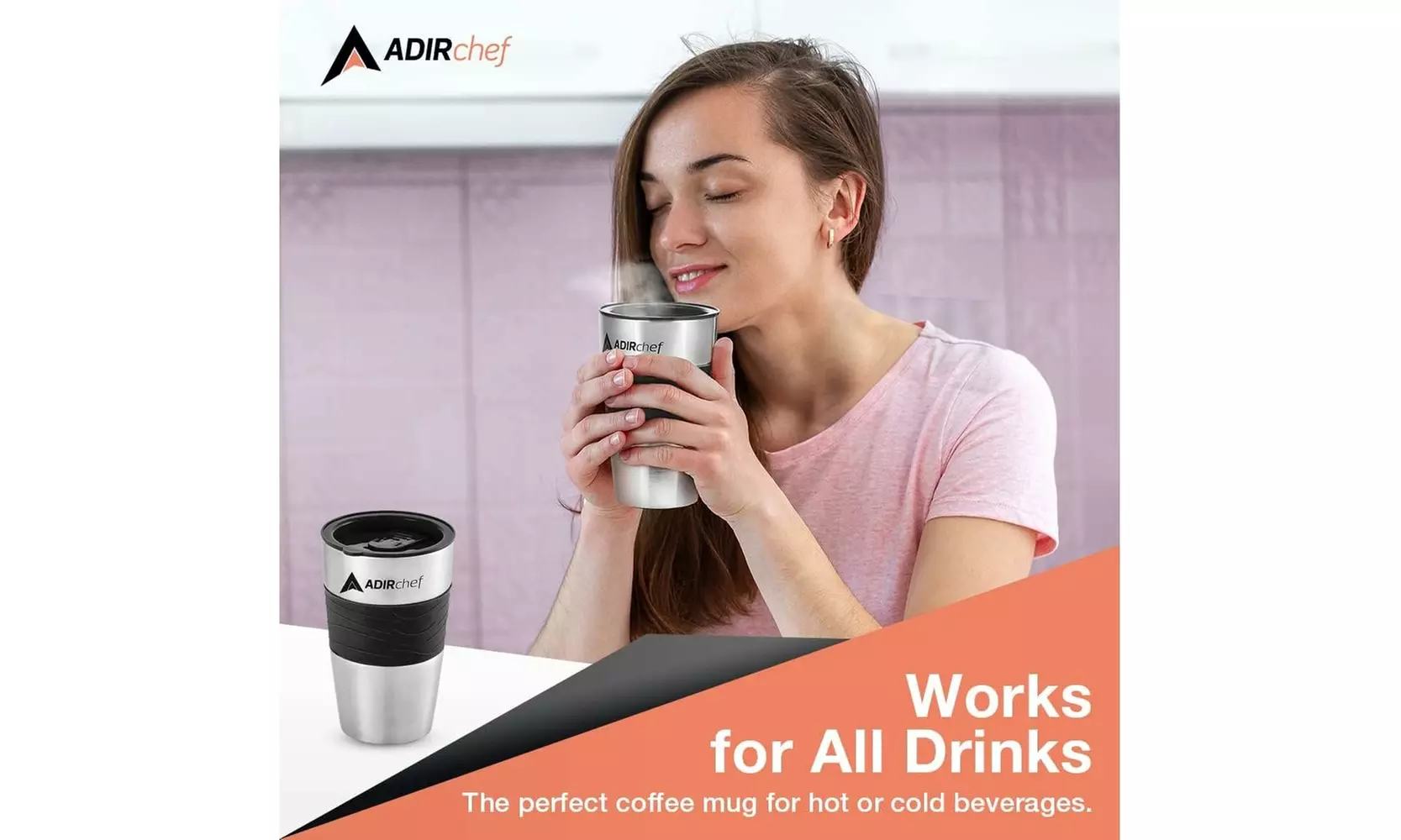 AdirChef Travel Coffee Mug 15 Oz 
