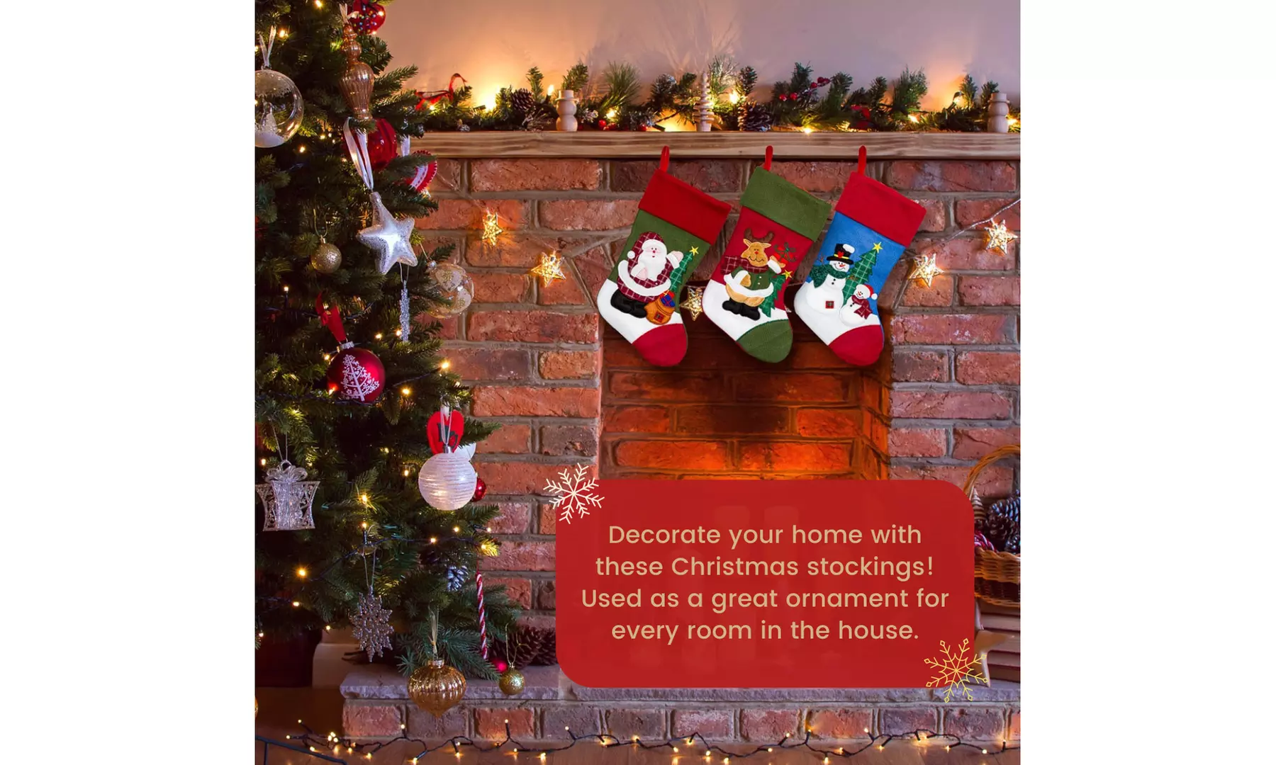 Jolly Christmas Stockings 2-Pack or 3-Pack Festive Holiday Décor