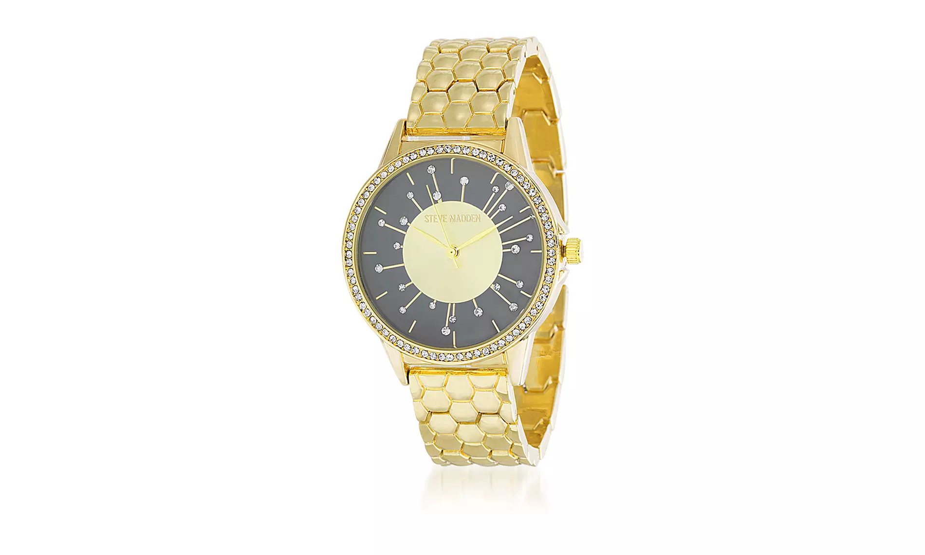 Steve Madden Starburst Crystal Hexagonal Linked Band Watch - Primary Image