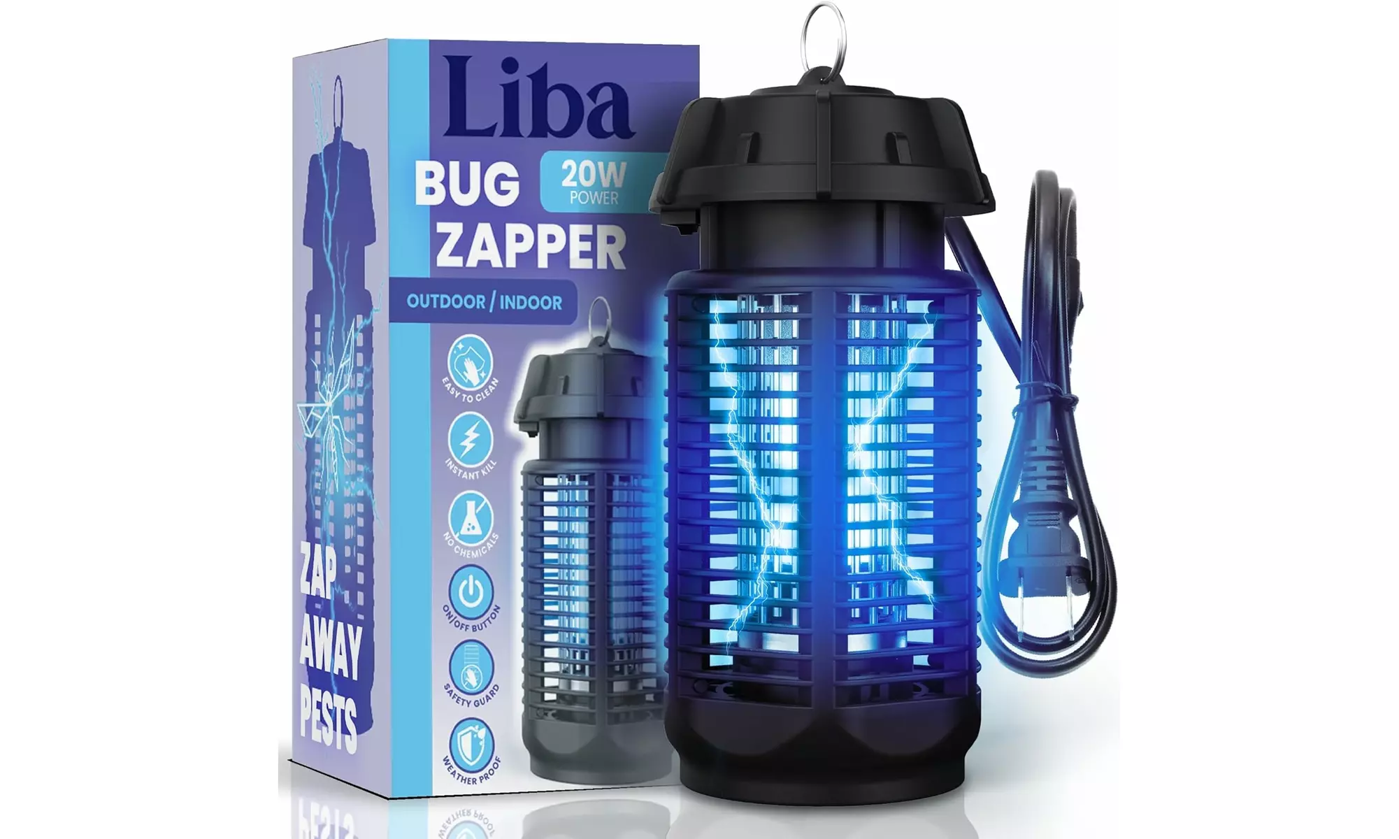 LiBa Electric Bug Zapper - IPX4 Waterproof Outdoor & Indoor Insect Killer - Primary Image