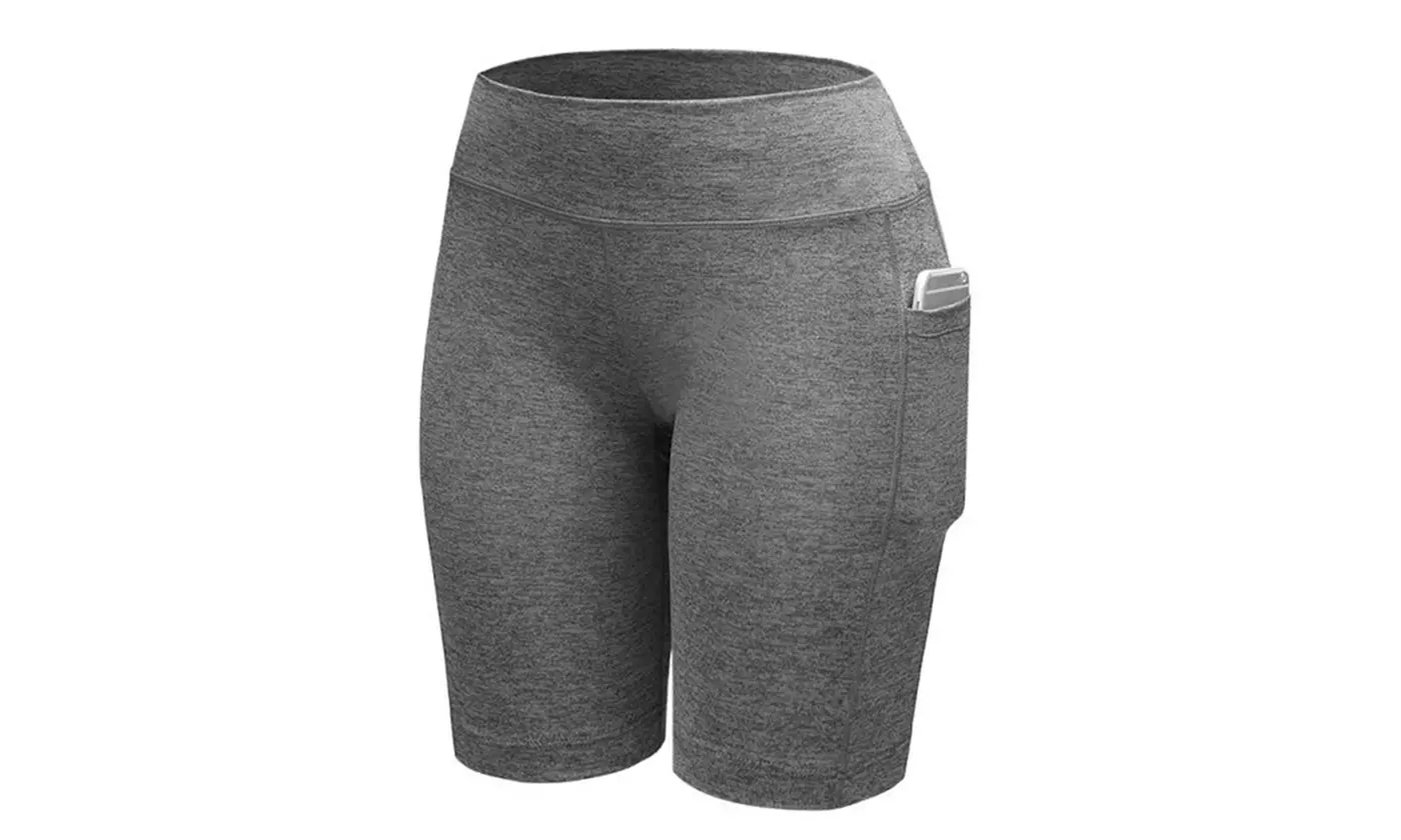 Women's Waist Workout Yoga Short Biker Shorts Workout Shorts Yoga Side Pockets
