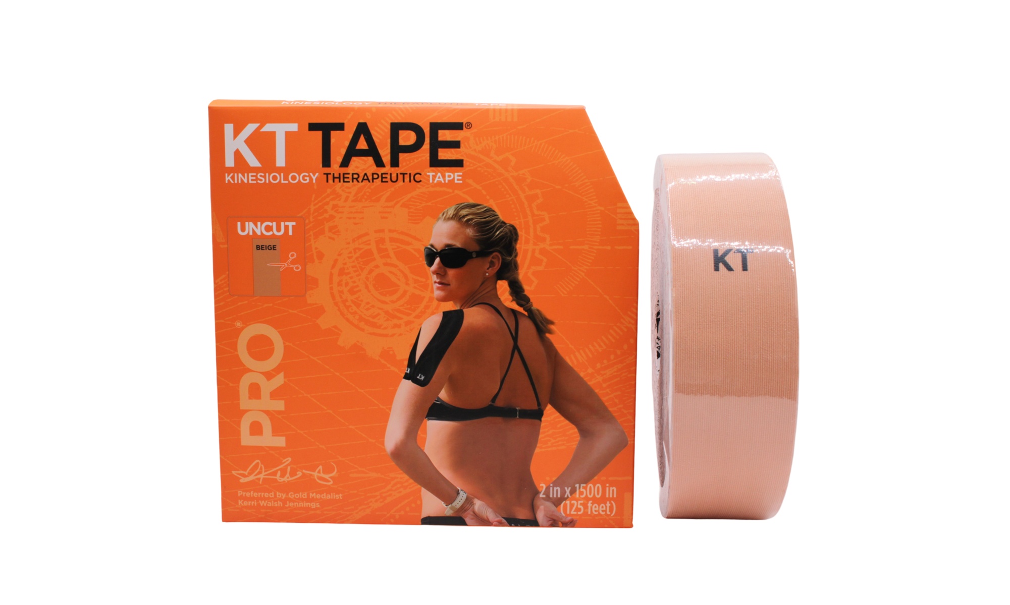 KT Tape, PRO Synthetic Kinesiology Athletic Tape 125 Feet uncut roll-Choose Pack