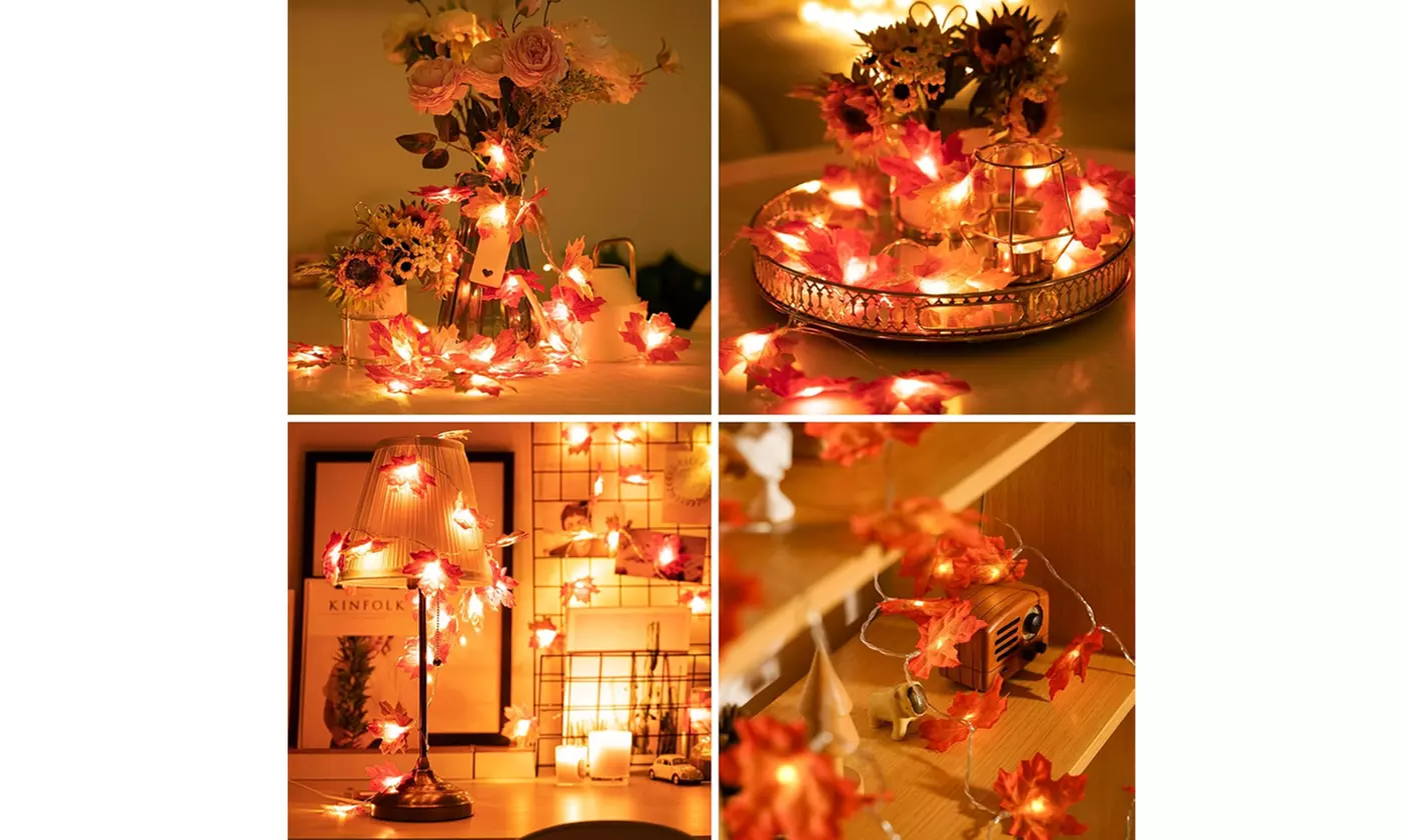 ItBelongs2U Fall Maple Leaf Style String Lights for Halloween Christmas Party 