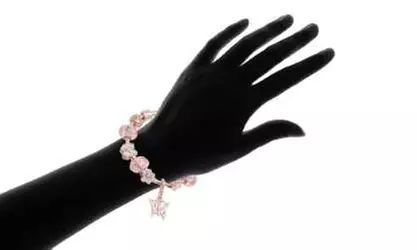  Pink Crystal Butterfly Charm Bracelet Made with Crystals From Swarovski