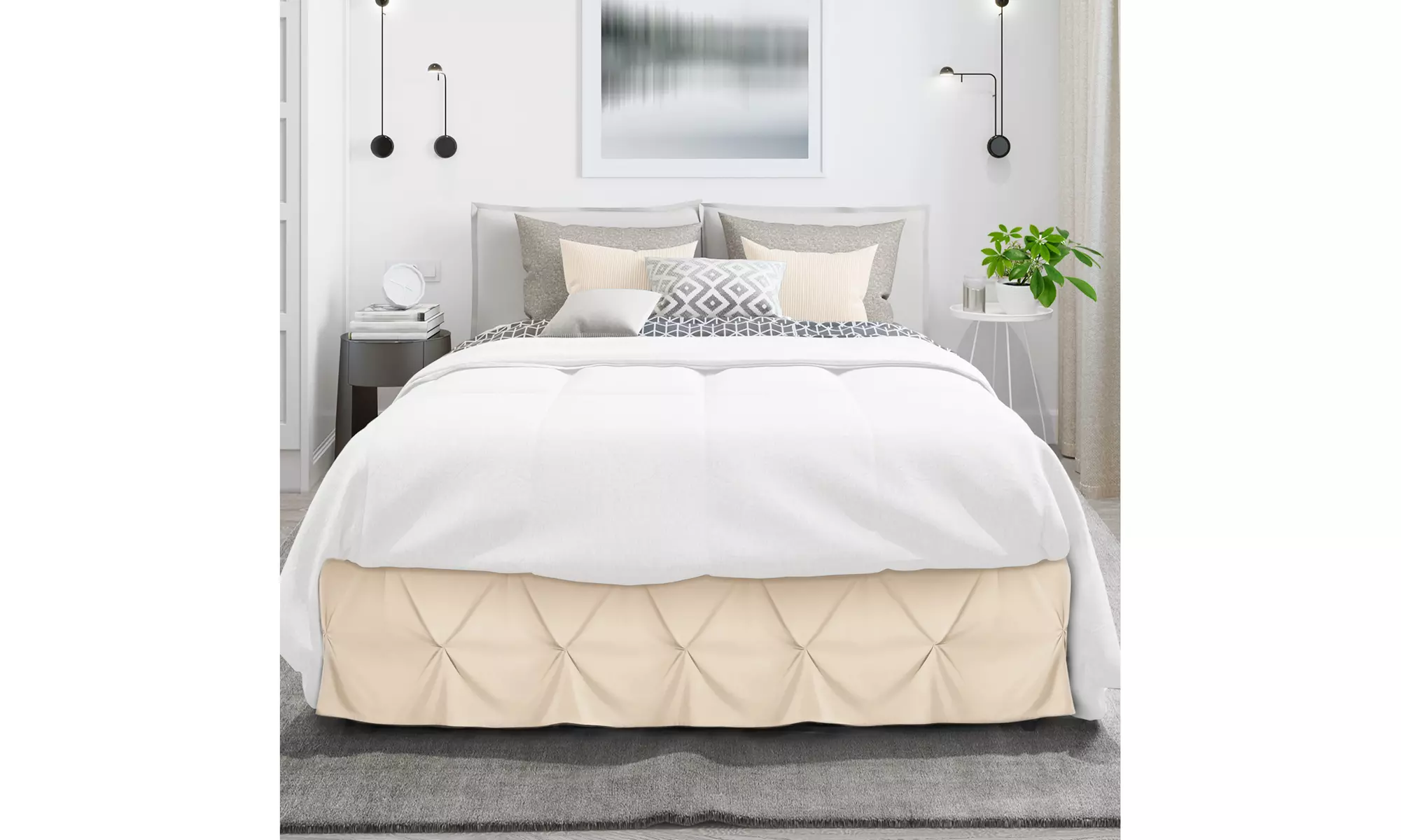Nestl Pinch Pleat Bed Skirt - 14 inch Tailored Drop Pintuck Dust Ruffle